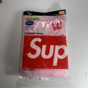Supreme/Hanes Taglees Tees (2 pack) Pink Size M New SS21